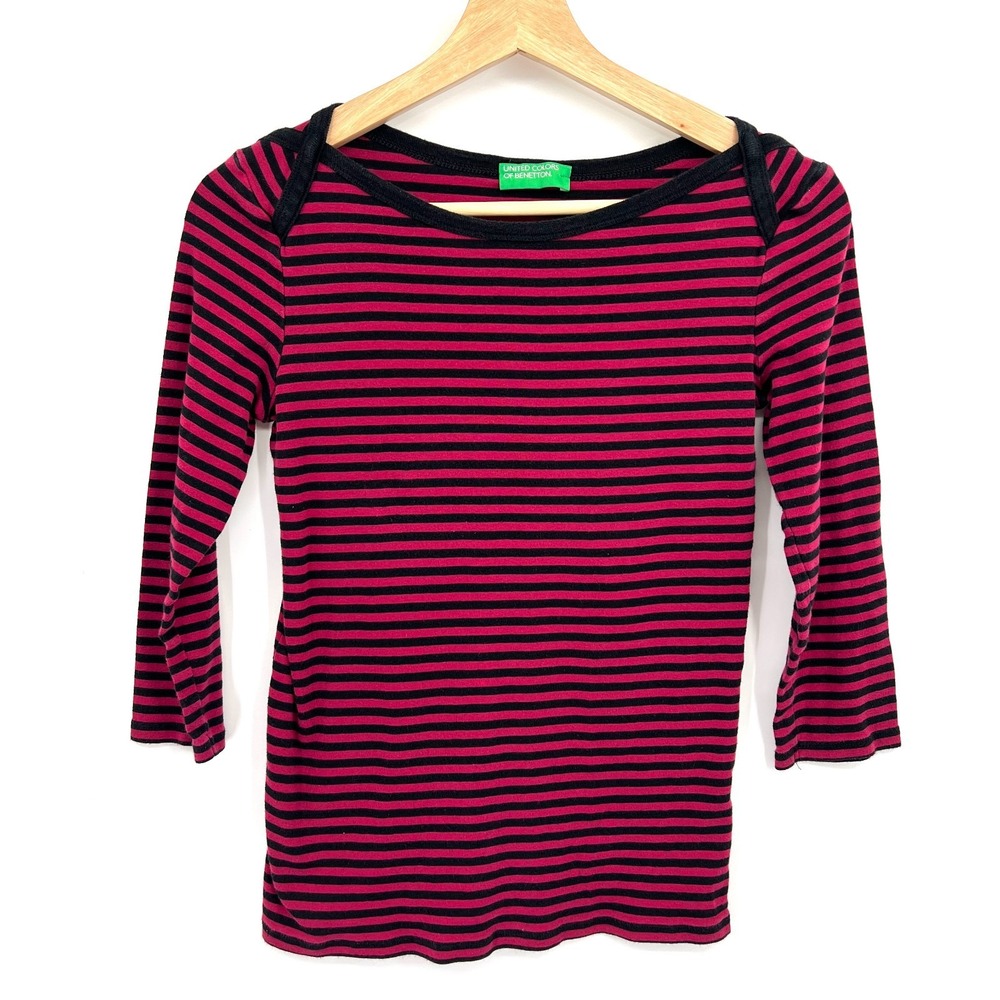 United Colors of Benetton red black striped sailor shirt coastal nautical preppy